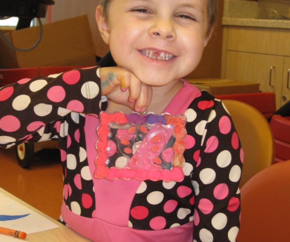 Cathryn loved making crafts in the Childlife room at CHOC